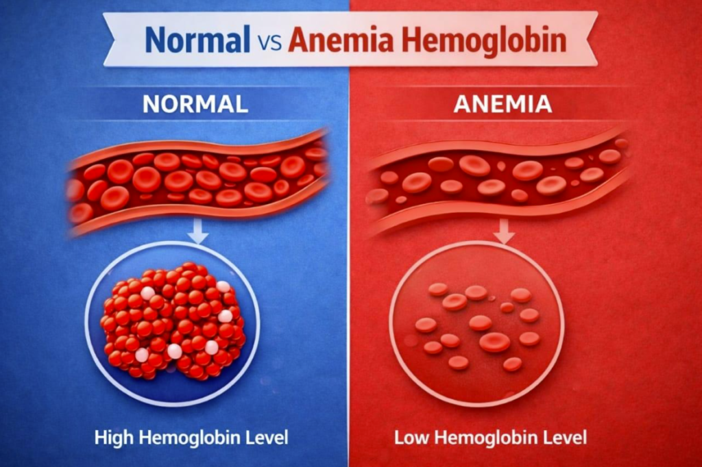 Difference Between Normal and Anaemic Haemoglobin